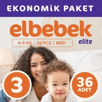 Elbebek Elite Ekonomik Paket Midi 3 Numara Cırtlı Bebek Bezi 36 Adet