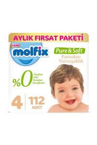 Molfix Pure & Soft 4 Numara Cırtlı Bebek Bezi 2x112 Adet