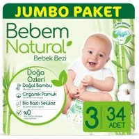 Bebem Natural Doğa Özleri 3 Numara Organik Cırtlı Bebek Bezi 34 Adet