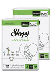 Sleepy Natural 5 Numara Organik Cırtlı Bebek Bezi 2x96 Adet