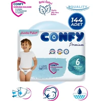 Confy Premium XL 6 Numara Cırtlı Bebek Bezi 144 Adet