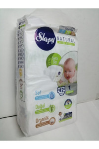 Sleepy Natural Ultra Hassas Yenidoğan 1 Numara Organik Cırtlı Bebek Bezi 42 Adet