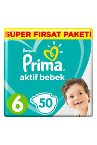 Prima Aktif Bebek 6 Numara Cırtlı Bebek Bezi 50 Adet