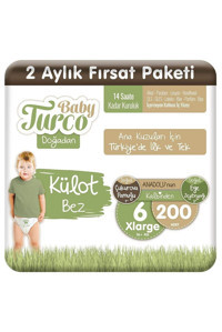 Baby Turco Doğadan 6 Numara Külot Bebek Bezi 200 Adet
