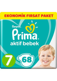 Prima Aktif Bebek XXL 7 Numara Cırtlı Bebek Bezi 68 Adet