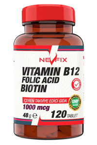 Nevfix Folik Asit D-Biotin Vitamin B12 Tablet Kolajen 120 Tablet