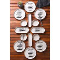 Nandy Home Handmade Desenli 14 Parça 6 Kişilik Seramik Kahvaltı Takımı Beyaz