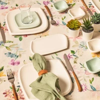 Karaca Tiny Green Kare 26 Parça 6 Kişilik Porselen Kahvaltı Takımı Çok Renkli