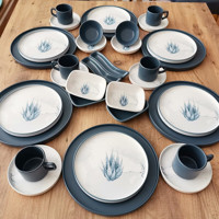 Keramika Blue Magic Yuvarlak Desenli 34 Parça 6 Kişilik Seramik Kahvaltı Takımı Beyaz-Yeşil