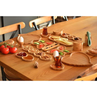 Bambum Bouquet Kalp 22 Parça 2 Kişilik Bambu Kahvaltı Takımı Kahverengi
