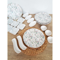 Keramika Flowers Oval-Yuvarlak Desenli 27 Parça 6 Kişilik Kahvaltı Takımı Çok Renkli