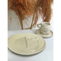 Merve Tasarım Ceramic Yüz Model 4 Kişilik Seramik Kahvaltı Takımı Beyaz