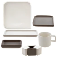 Jumbo Quadro Whıte Kare 27 Parça 6 Kişilik Bone China Kahvaltı Takımı Beyaz