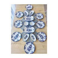 Venüs Home Decoratıon Yasemin Desenli 16 Parça 8 Kişilik Seramik Kahvaltı Takımı Mavi
