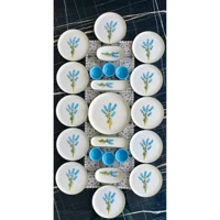 Venüs Home Decoratıon Sümbül Desenli 23 Parça 12 Kişilik Seramik Kahvaltı Takımı Mavi