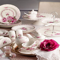 Pierre Cardin Kally Crown Desenli 49 Parça 6 Kişilik Bone China Kahvaltı Takımı Beyaz