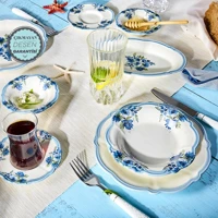 Karaca Nostalji Yuvarlak Desenli 26 Parça 6 Kişilik Stoneware Seramik
Kahvaltı Takımı Beyaz-Mavi