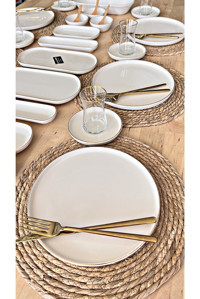 Casa De Bella Beyaz Yuvarlak 37 Parça 6 Kişilik Stoneware Kahvaltı Takımı Beyaz
