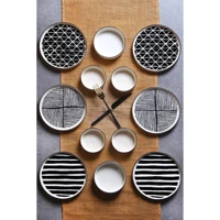 Kitchen Life Evil Eyes Desenli 12 Parça 6 Kişilik Seramik Kahvaltı Takımı Beyaz-Siyah