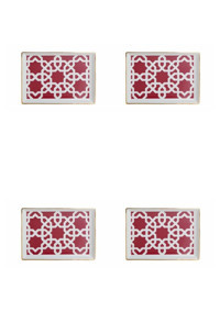 Porland Morocco 04Ap018781 Desenli 4 Parça 4 Kişilik Porselen Kahvaltı Takımı Bordo
