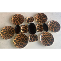 Keramika Leopar Yuvarlak Desenli 13 Parça 6 Kişilik Seramik Kahvaltı Takımı Çok Renkli