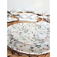 Gulhanile Flowers Yuvarlak Desenli 33 Parça 6 Kişilik Seramik Kahvaltı Takımı Beyaz