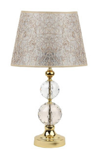 Vinner Gold Kristal Küre Sarı Kırçıl Tekli Cam Tek Ayak Abajur Gri