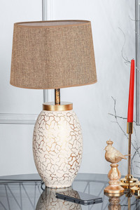Hmydesign Rayon Krem Gold Srmk-53 Tekli Kumaş Tek Ayak Abajur Kahverengi