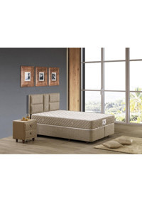 Tetra 160 x 200 cm Ayrılabilen Yataklı Başlıklı Çift Kişilik Sandıklı Baza Seti Bej