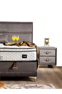 İmaj Deluxe 140 x 190 cm Yataklı Başlıksız Çift Kişilik Sandıklı Baza Gri