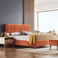 Enza Home Sona 150 x 200 cm Ayrılabilen Başlıklı Çift Kişilik Sandıklı Baza Seti Turuncu