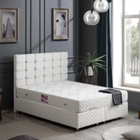 Setay Duke 140 x 190 cm Ayrılabilen Başlıklı Çift Kişilik Sandıklı Baza Seti Krem