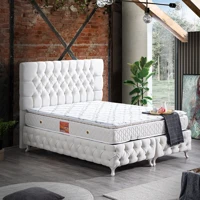 Setay Roma 190 x 140 cm Ayrılabilen Başlıklı Çift Kişilik Sandıklı Baza Seti Krem