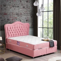 Setay Camelli 140 x 190 cm Ayrılabilen Başlıklı Çift Kişilik Sandıklı Baza Seti Pembe