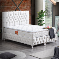 Setay Roma 200 x 150 cm Ayrılabilen Yataklı Başlıklı Çift Kişilik Sandıklı Baza Seti Krem