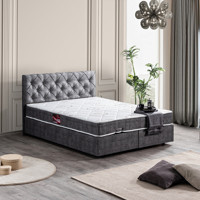 Setay Eylül 200 x 150 cm Ayrılabilen Başlıklı Çift Kişilik Sandıklı Baza Seti Gri