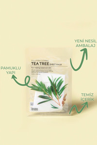 Tenzero Cilt Temizleyici Etkili Nemlendirici Ve Dengeleyici Çay Ağacı Şeffaf Pamuk Nemlendiricili Kağıt Yüz Maskesi 10x25 ml