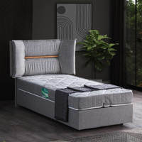 Setay Lizbon 90x190 cm Başlıklı Yataklı Sandıklı Tek Kişilik Baza Seti Gri