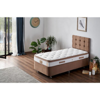 Niron Yatak Latte 90x190 cm Başlıklı Yataklı Sandıklı Tek Kişilik Baza Seti Kahverengi