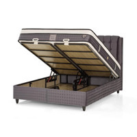 Mobilya Dükkanım Prime 100x200 cm Başlıklı Sandıklı Tek Kişilik Baza Seti Gri