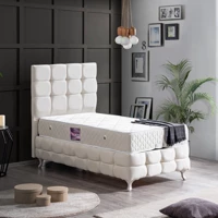 Setay Duke Lüx 90x190 cm Başlıklı Sandıklı Tek Kişilik Baza Seti Krem