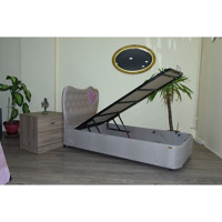 Bengi Ticaret 90x190 cm Başlıklı Sandıklı Tek Kişilik Baza Seti Gri