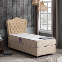Setay Camelli 120x200 cm Başlıklı Yataklı Sandıklı Tek Kişilik Baza Seti Bej