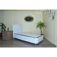 Bengi Ticaret 90x190 cm Başlıklı Yataklı Sandıklı Tek Kişilik Baza Seti Beyaz