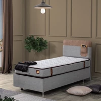 Setay Flora 100x200 cm Başlıklı Sandıklı Tek Kişilik Baza Seti Gri