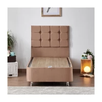 Niron Yatak Rama 90x190 cm Başlıklı Sandıklı Tek Kişilik Baza Seti Açık Kahve