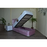 Bengi Ticaret 100x200 cm Başlıklı Sandıklı Tek Kişilik Baza Seti Pembe