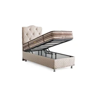 Belletto Deluxe 120x200 cm Başlıklı Yataklı Sandıklı Tek Kişilik Baza Seti Krem