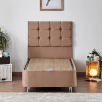 Niron Yatak Rama 100x200 cm Başlıklı Sandıklı Tek Kişilik Baza Seti Açık Kahve
