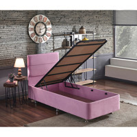Niron Yatak Pinky 100x200 cm Başlıklı Sandıklı Tek Kişilik Baza Seti Pembe